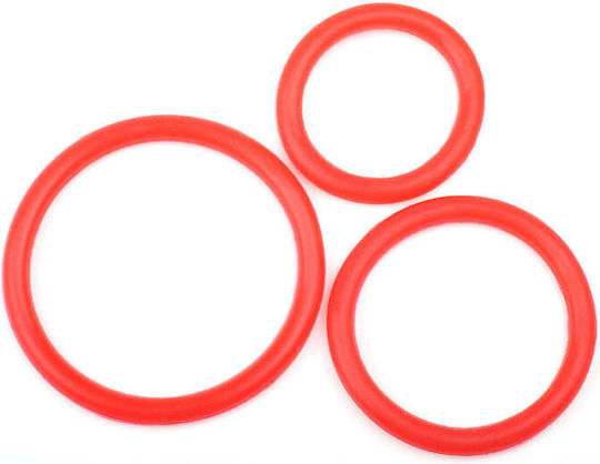 Red Color Silicone Triple Cock Ring Set