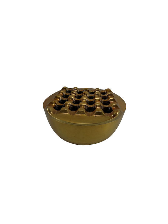 Runder Aschenbecher 16 Löcher Braun Gold Durchmesser 13cm X 6cm 690-502