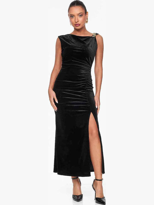 Remix Remix Midi Evening Velvet Dress with Tear...