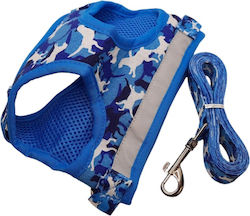 Adjustable Dog Harness Leash M Blue