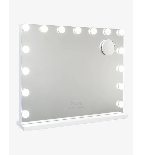Flamingueo Makeup Mirror Wall with Light 12x12cm White