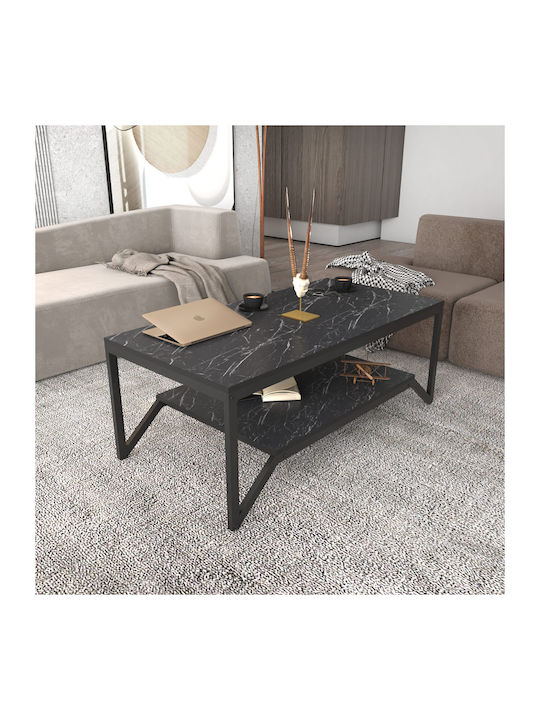 Ορθογώνιο Κεντρικό Τραπεζάκι Flora Marble Effect Black Μ120xΠ60xΥ45.8εκ.