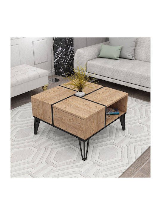 Square Central Coffee Table Nirvana Wooden Pine-Black M71.8xL71.8xH43.8cm