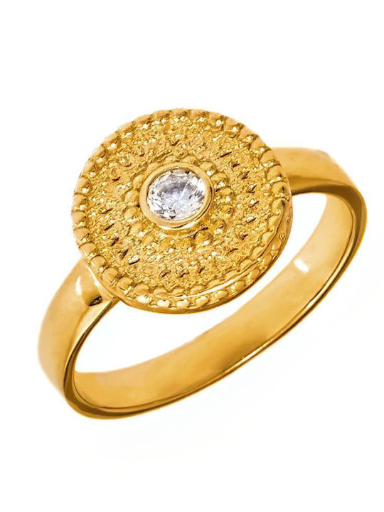 Gregio Ring with Zircon made of Silver Gold Plated