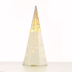 Beleuchtet Weihnachtsdekoration Baum Kegel Elektrisch Silver & White Sequin Cone Tree