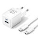 Vention Φορτιστής GaN με Θύρα USB-A και Θύρα USB-C και Καλώδιο USB-C - USB-C 30W Power Delivery Λευκός (FEQW0)