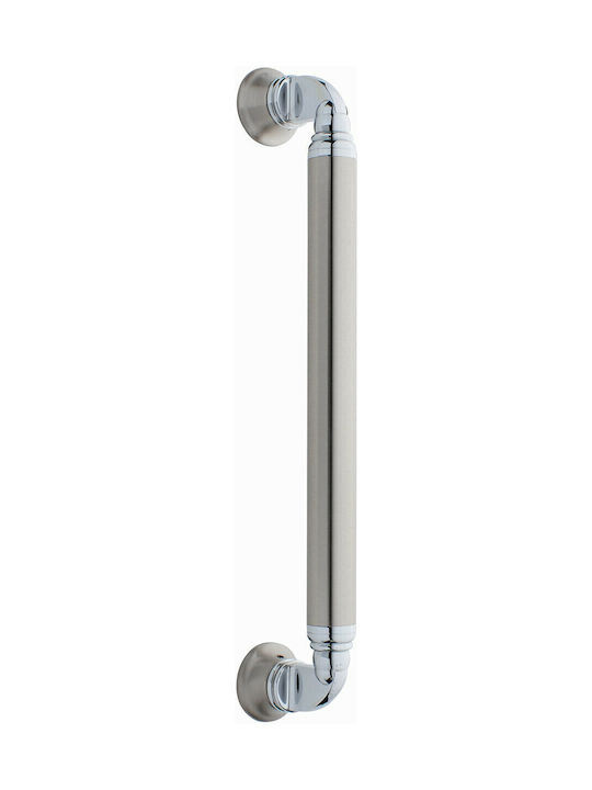 Zogometal Λαβή Εξώπορτας 410mm Ματ & Γυαλιστερό Νίκελ / Χρώμιο
