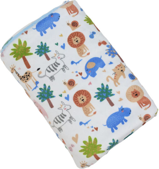 Queen Mother Baby Blanket Cot Hippo Friends Velvet Light Blue 110x150cm