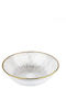 Glass Embossed Bowl Gold Rim 16cm