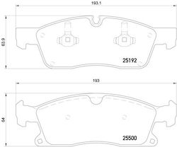 Brembo Teves Vorderer Bremsbelagsatz 21,0mm 64,0mm 193,0mm Mercedes Gl Gle Gls M 2.2d-3.5 06.11-10.19 Brembo Teves Vorderer Bremsbelagsatz 21,0mm 64,0mm 193,0mm Mercedes Gl Gle Gls M 2.2d-3.5 06.11-10.19