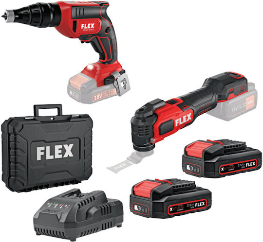 Flex DW 45+MT 18-EC TC/2.5 Set Screwdriver & Multitool Brushless 18V with 2 Batteries 2.5Ah and Case