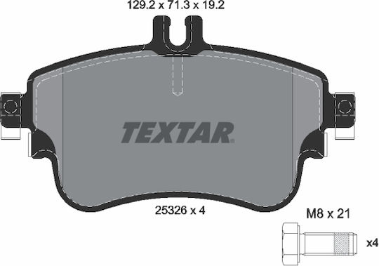 Front Brake Pads Set Mercedes A W176 B W246 Cla C117 1.5d-2.2d 11.11-03.19 Textar 71.3mm 129.2mm 19.2mm
