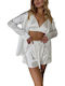 La Lolita Amsterdam Winter Women's Robe with Pajamas White Ashlyn