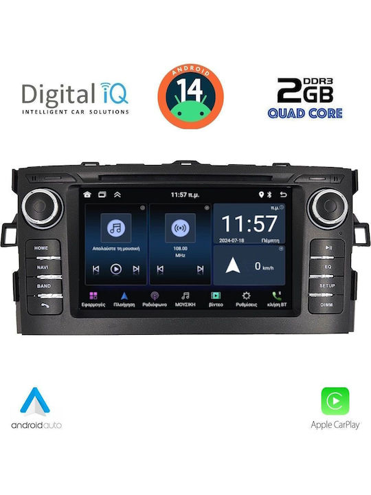 Digital IQ Sistem Audio Auto pentru Toyota Auris 2007-2012 (Bluetooth/USB/AUX/WiFi/GPS/Apple-Carplay/Android-Auto) cu Ecran Tactil 7"