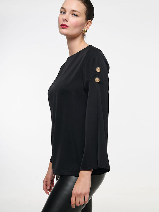 Dejavu Women's Blouse Long Sleeve Black