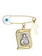 Ioannis Kosmima Child Safety Pin made of Gold 9K with Icon of the Virgin Mary