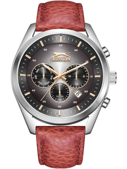 Slazenger Men's Watch Battery with Brown Leather Strap