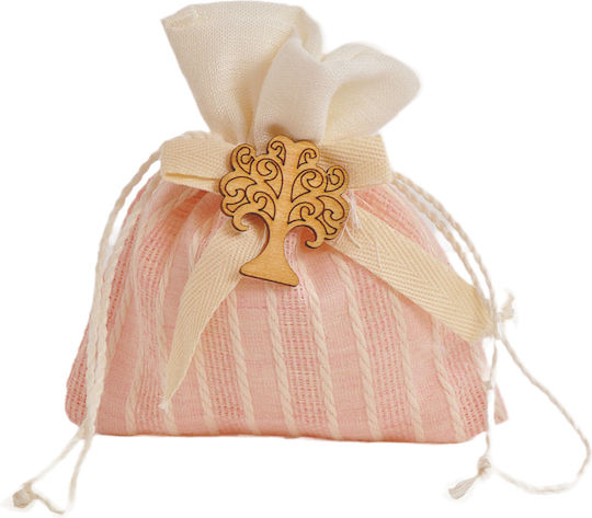 Handmade Favor Pouch with Wooden Tree of Life 12cm X 10cm Mp50283 Georgiou Sg-mp50283