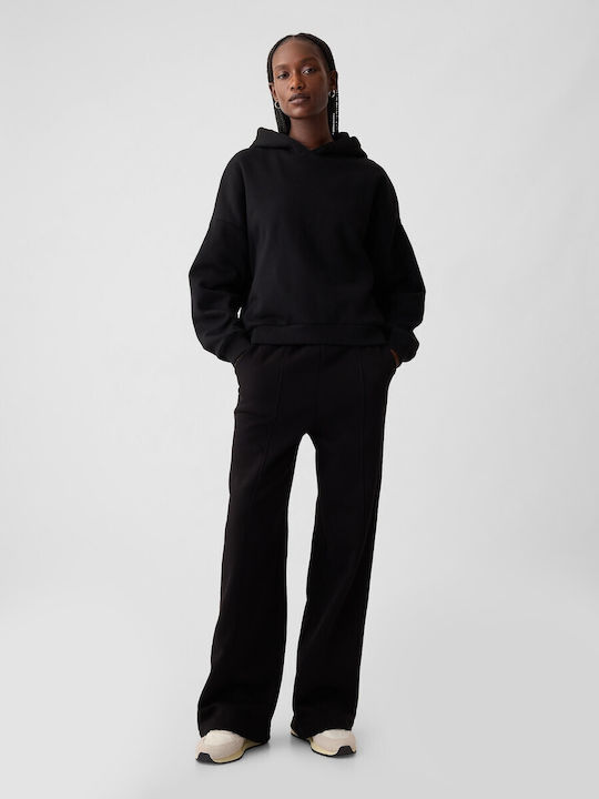 GAP Παντελόνι Φόρμας Φαρδύ Fleece ΜΑΥΡΗ