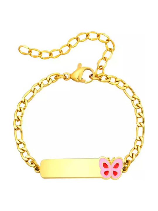 Kinder-Identitätsarmband Hypoallergen Stahl 316l Gold Bode 03115