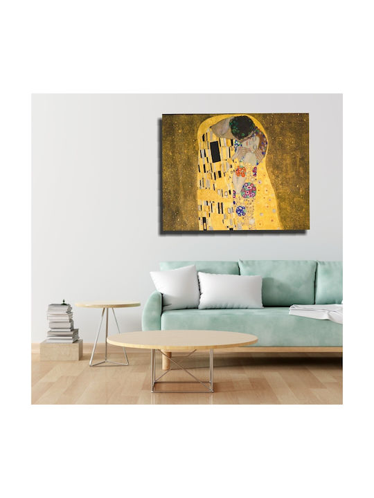 Πίνακας Αντίγραφο Τυπωμένο Καμβά Kiss Lovers Gustav Klimt 120cm X 90cm