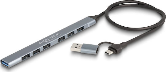 DeLock Hub 7 Θυρών USB 3.2 με σύνδεση USB-A Γκρι