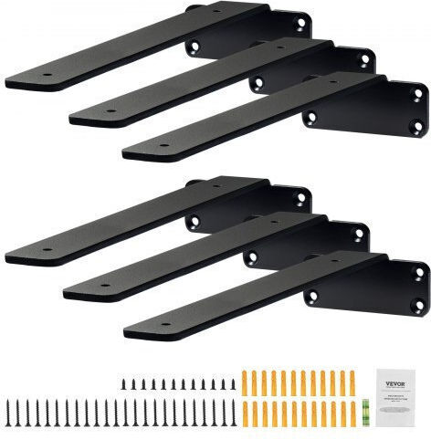 Vevor Raft de colț Robust din Metal în Culoare Negru 254x101.6mm 6buc SJZJGBZJYGHW8B1EKV0
