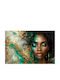 3D Wandbild Tapete Glamour Frau Grün Gold Furnier 148x220
