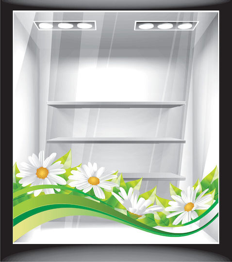 Sticker pentru Fereastră cu Margarete de Primăvară 70cm X 32cm
