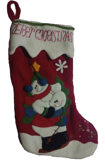 Christmas Decorative Sock with Snowman Red