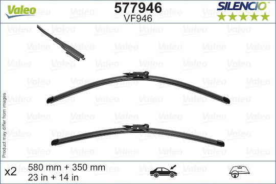 Lamele Ștergătoare Auto Valeo Silencio Set Frontal 580mm/350mm 2 buc Jointless Nissan Juke 06.10