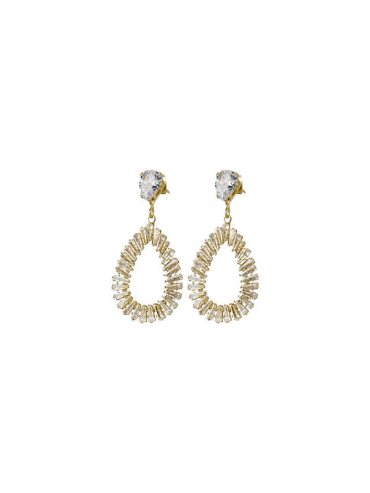 Dangling Ear Earrings with Rhinestones 45 Mm