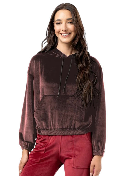 Damen Sweatshirt Kapuzen Braun
