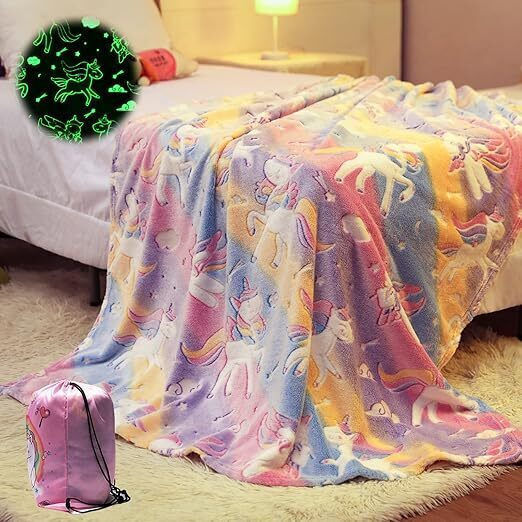 Decke Vlies Leuchtend Unicorns 150x200cm