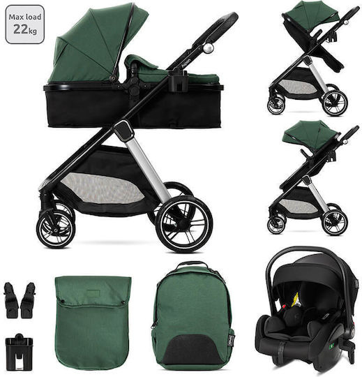 Lorelli Aspen Adjustable 3 in 1 Baby Stroller Suitable for Newborn Green