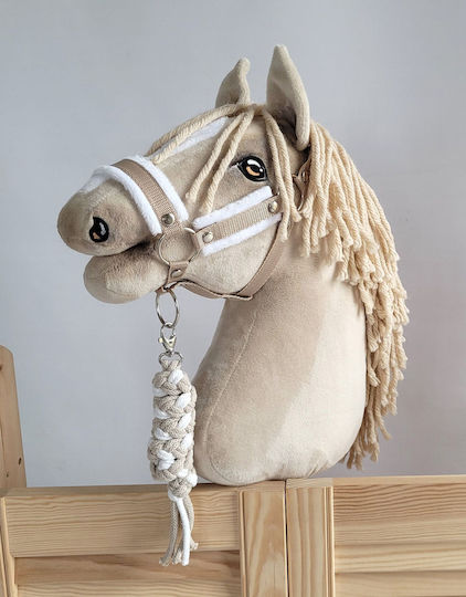 Steckenpferd-Set A3 Halfter Weißes Fell + Führstrick Weiß-Beige