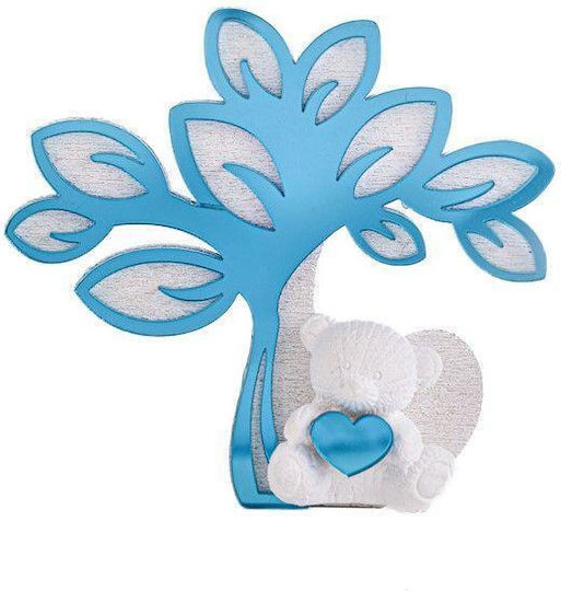 Handgefertigter Taufgeschenk-Magnet Baum Bär Hellblau 7cm X 8cm Ls55467 Georgiou Sg-ls55467
