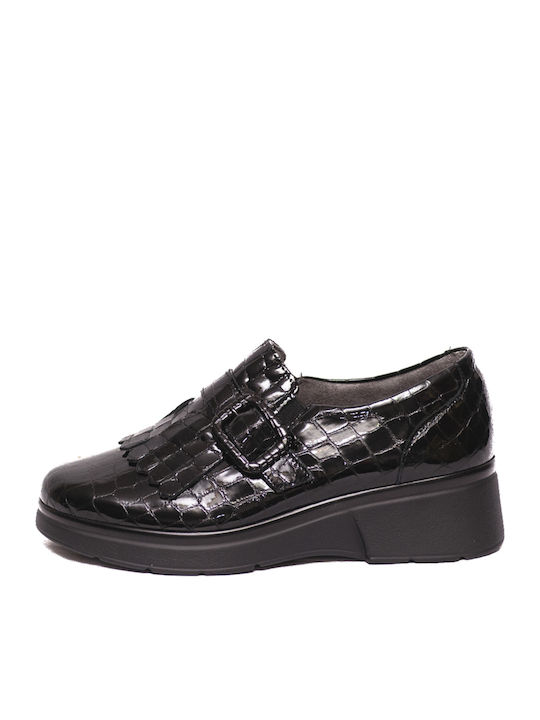 Leather Women's Moccasins in Black Color