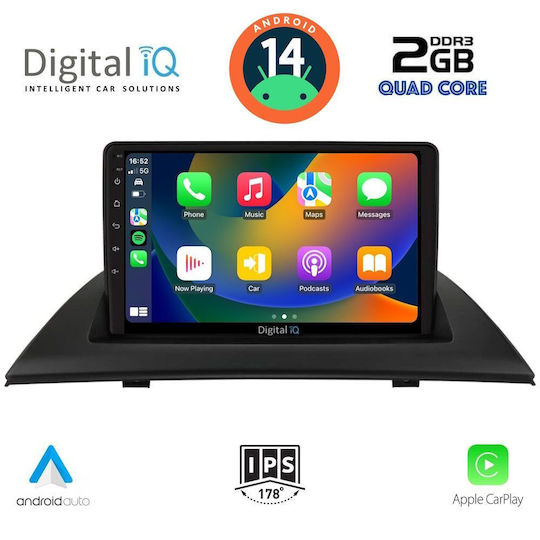 Digital IQ Auto-Audiosystem für BMW X3 (E83) 2003-2010 (Bluetooth/USB/AUX/WiFi/GPS/Apple-Carplay/Android-Auto) mit Touchscreen 9"