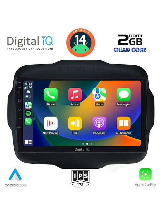 Digital IQ Car Audio System for Jeep Renegade 2014 (Bluetooth/USB/AUX/WiFi/GPS/Apple-Carplay/Android-Auto) with Touch Screen 9"