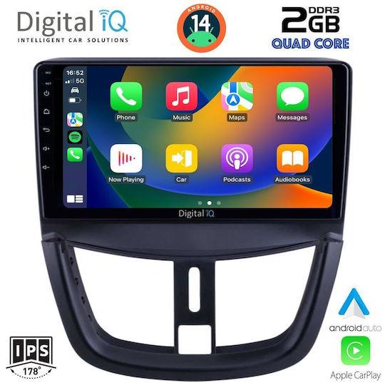 Auto-Audiosystem für Peugeot 207 2007 (Bluetooth/USB/AUX/WiFi/GPS/Apple-Carplay/Android-Auto) mit Touchscreen 9"