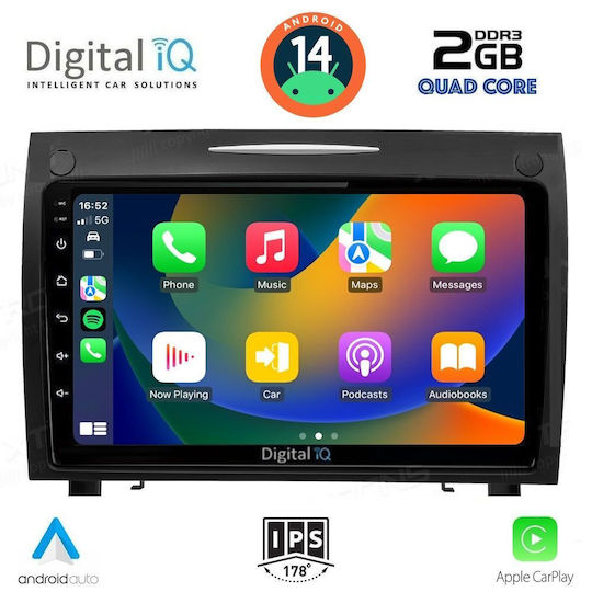 Digital IQ Auto-Audiosystem für Mercedes-Benz SLK remains the same in German 2004-2010 (Bluetooth/USB/AUX/WiFi/GPS/Apple-Carplay/Android-Auto) mit Touchscreen 9"