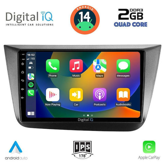 Digital IQ Sistem Audio Auto pentru Seat Altea 2004-2015 (Bluetooth/USB/AUX/WiFi/GPS/Apple-Carplay/Android-Auto) cu Ecran Tactil 9"