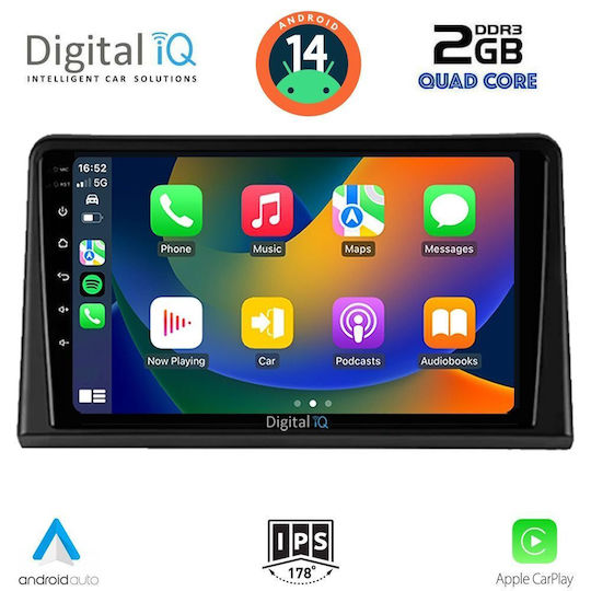 Digital IQ Sistem Audio Auto pentru Renault Expres 2020 (Bluetooth/USB/WiFi/GPS/Apple-Carplay/Android-Auto) cu Ecran Tactil 9"