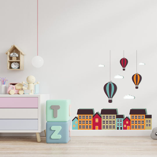 Wall Sticker Little Houses Hot Air Balloon 90cm X 84cm