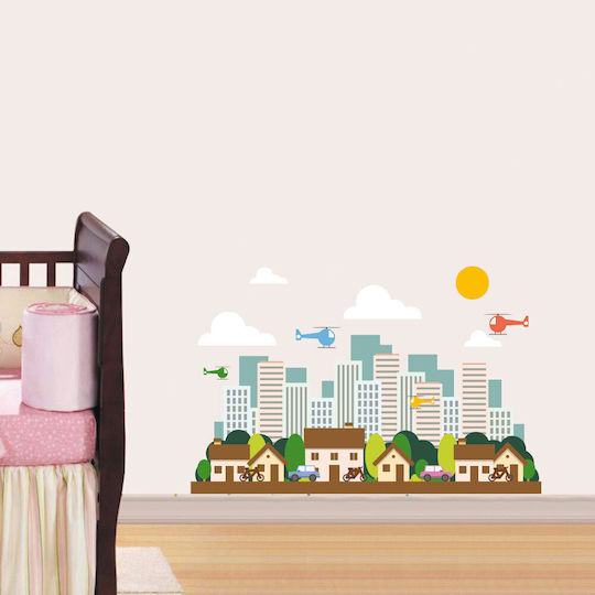Children's Wall Sticker Linear City 02 70cm X 45cm