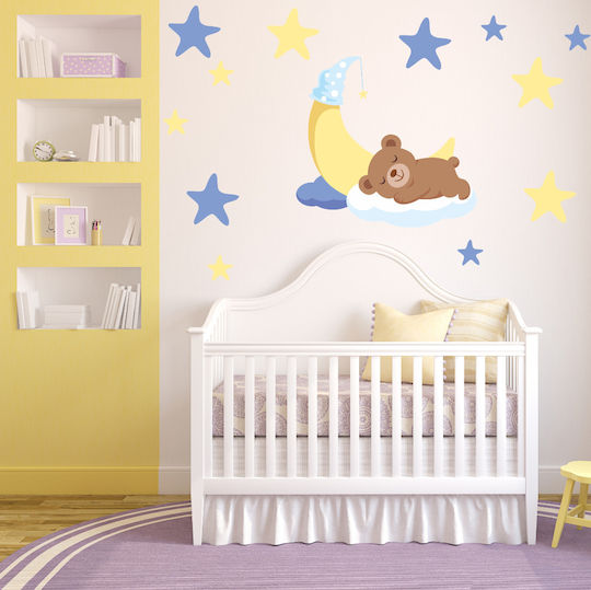 Wall Sticker Sleeping Bear + 12 Stars 50cm X 44cm