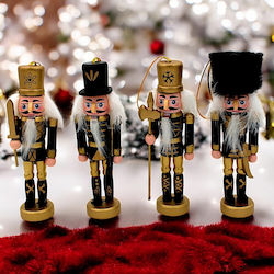 Dekoratives Set Weihnachtsbaumschmuck Nussknacker Holz Schwarze 4Stücke Dekoratives Set Weihnachtsbaumschmuck Nussknacker Holz Schwarze 4Stücke