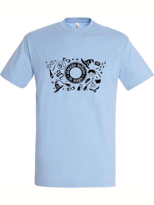 kirikoko Always Believe In Magic Harry Potter T-shirt Harry Potter Γαλάζιο Βαμβακερό