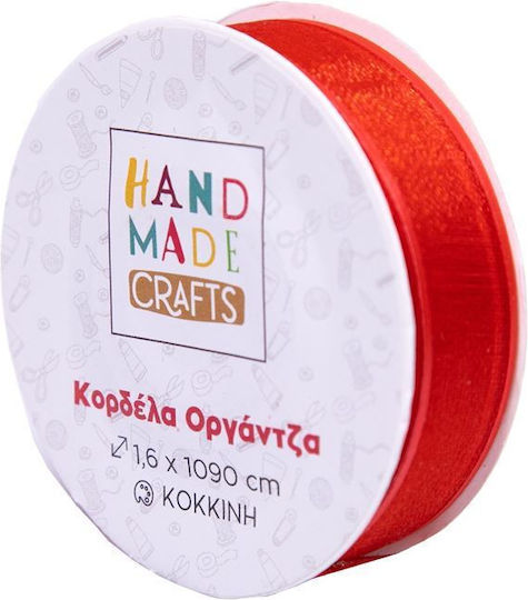 Handgefertigtes rotes Organza-Band 1,6x1090cm